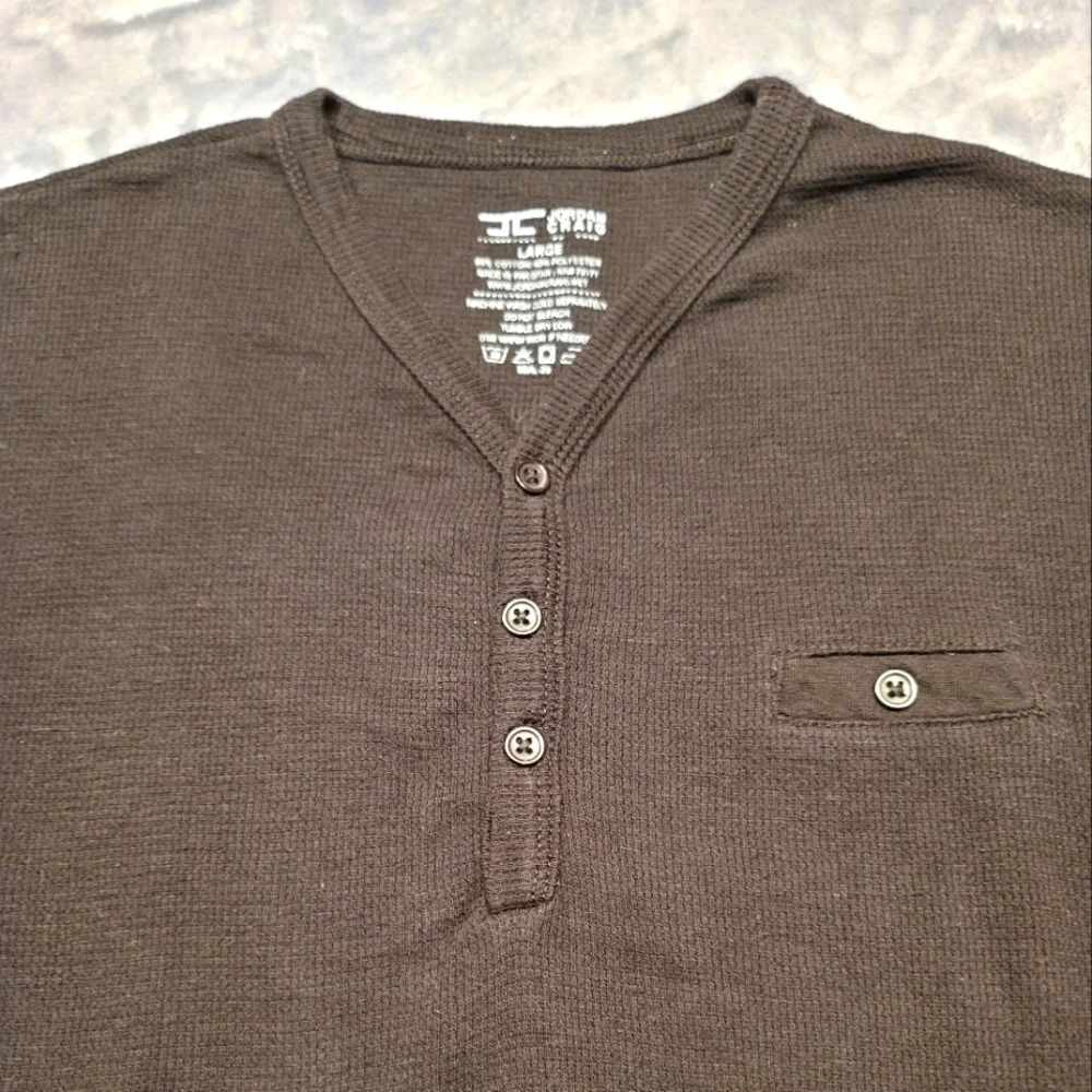 0168. EUC ~ Jordan Craig ~ You can't have too many Henleys ~ Men's Large ~ Black